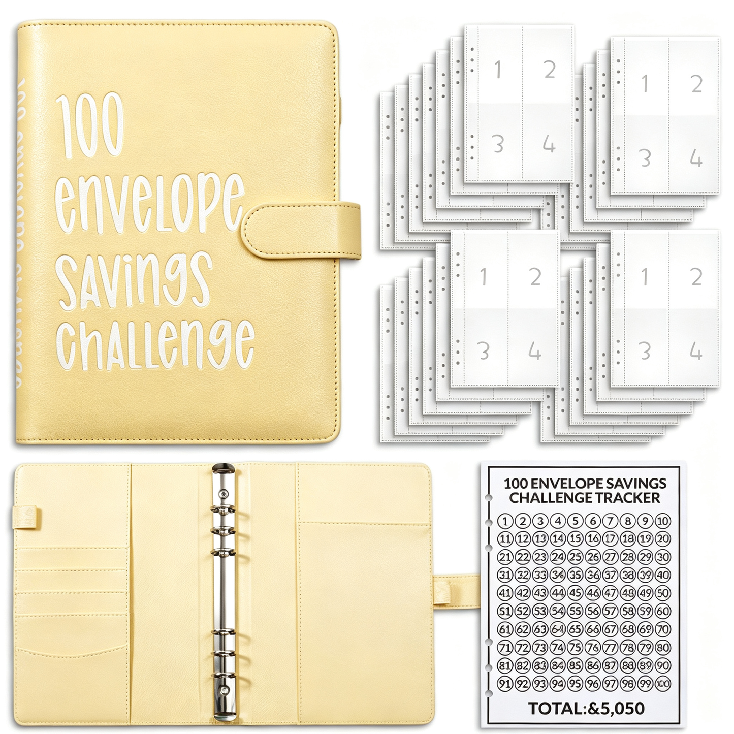 100 Envelopes Money Saving Challenge Budget Planner with Cash Envelopes