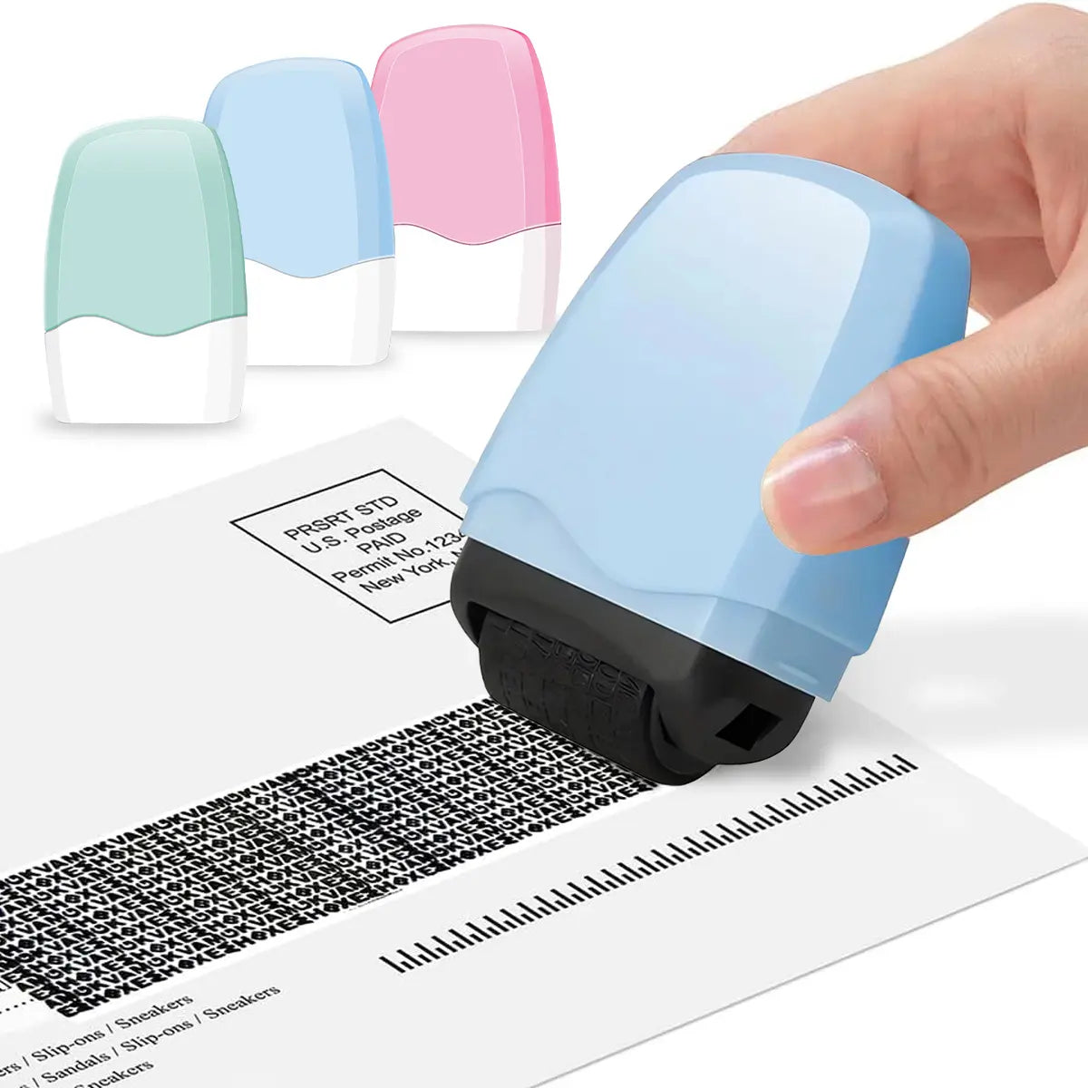 Identity Theft Protection Roller Stamp for Hiding Sensitive Information