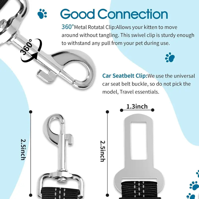 Adjustable Dog Seat Belt, for Vehicle Nylon Pet Safety Seat Belts Heavy Duty & Elastic