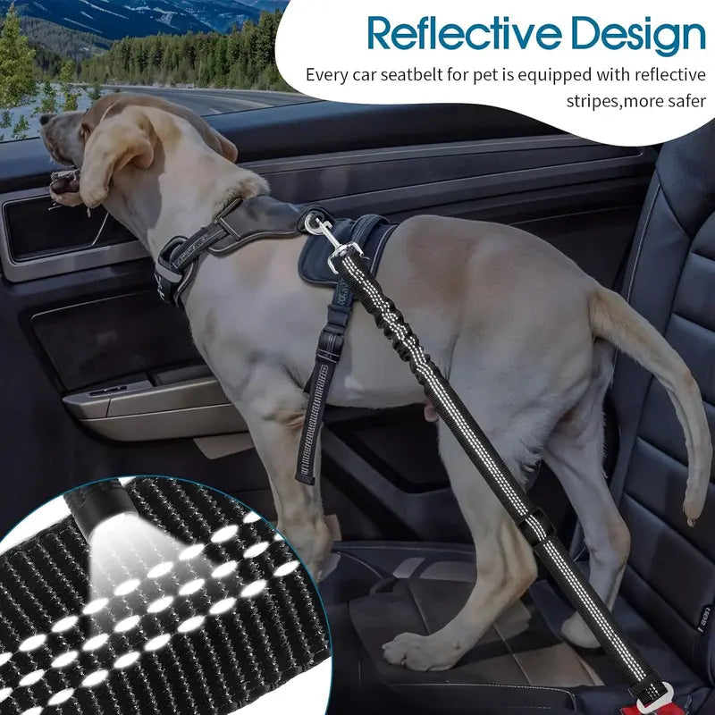 Adjustable Dog Seat Belt, for Vehicle Nylon Pet Safety Seat Belts Heavy Duty & Elastic