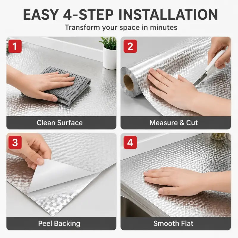 Kitchen Oil Proof Sticker Aluminum Foil Self-Adhesive Contact Paper