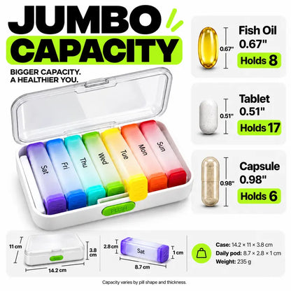 7-Day Light-Proof Plastic Pill Box - Single-Compartment Combination Design