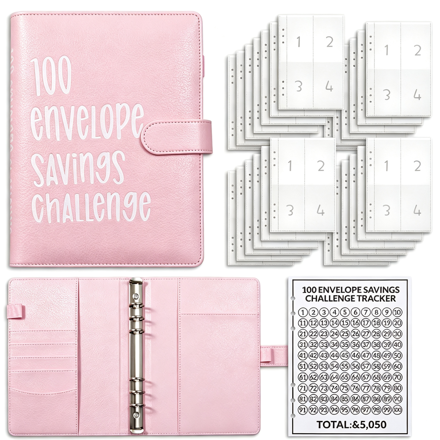 100 Envelopes Money Saving Challenge Budget Planner with Cash Envelopes