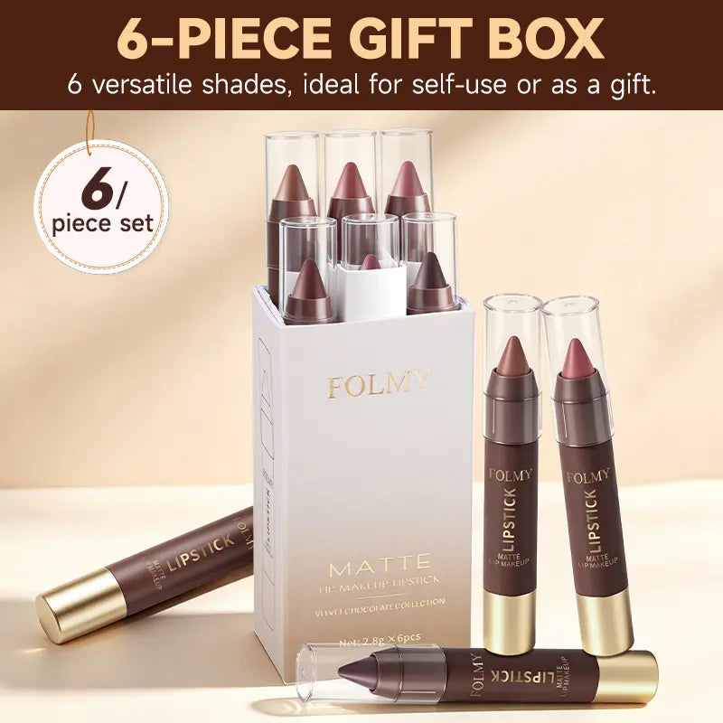 6Pcs Matte Creamy Lipstick Pencil Set