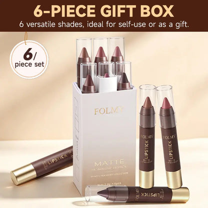 6Pcs Matte Creamy Lipstick Pencil Set