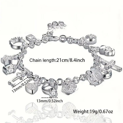 Charm Bracelet for Women Flower Bracelet Sterling Silver
