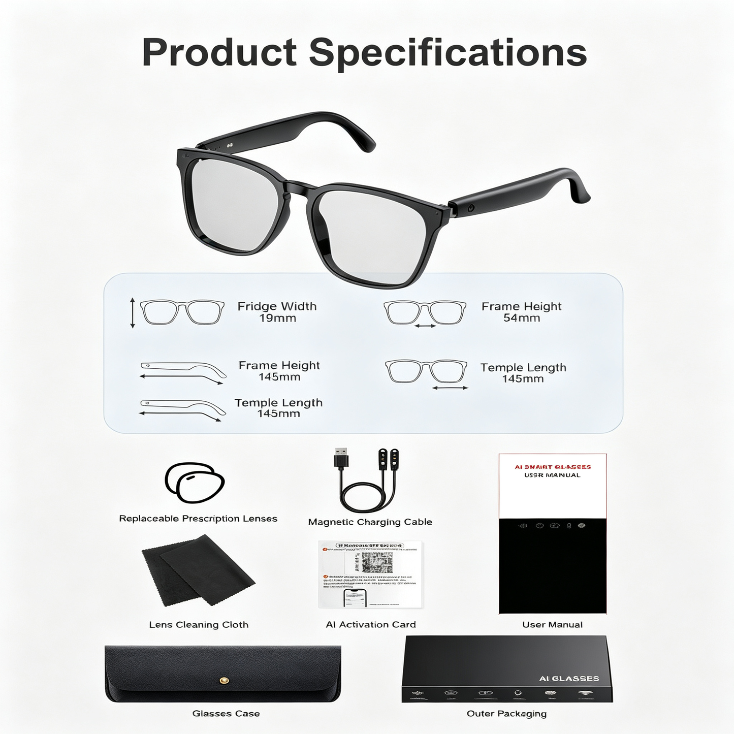AI Translation Smart Glasses – Photochromic, Multifunctional, Bluetooth-Enabled