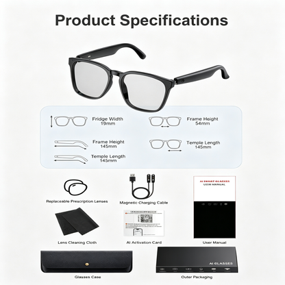 AI Translation Smart Glasses – Photochromic, Multifunctional, Bluetooth-Enabled