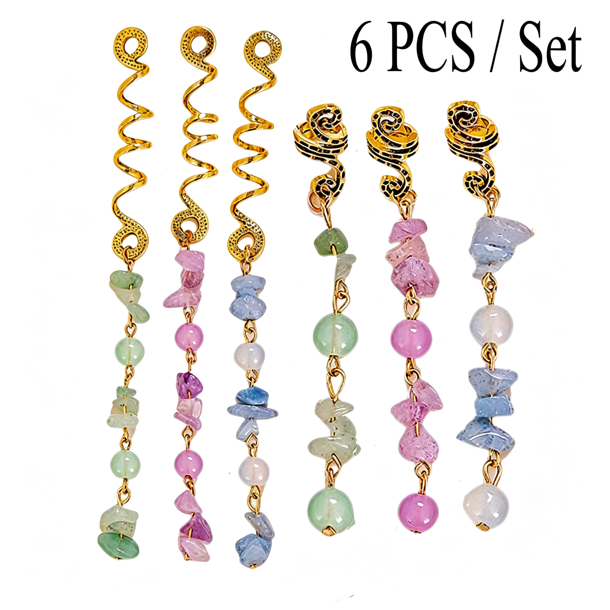 Colorful Natural Stone Pendant Hair Accessories - Crystal Dreadlocks Accessories