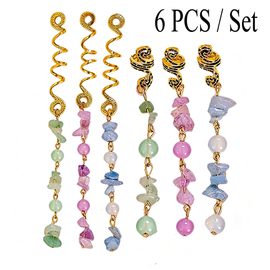Colorful Natural Stone Pendant Hair Accessories - Crystal Dreadlocks Accessories