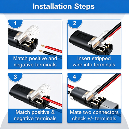 50Pcs 2-Pin Double-Wire Locking Buckle Plastic LED Light Strip Connectors