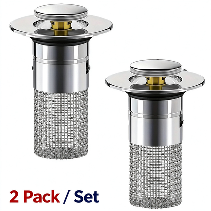 2Pack Sink Stopper Strainer - Pop-Up Drain with Removable Stainless