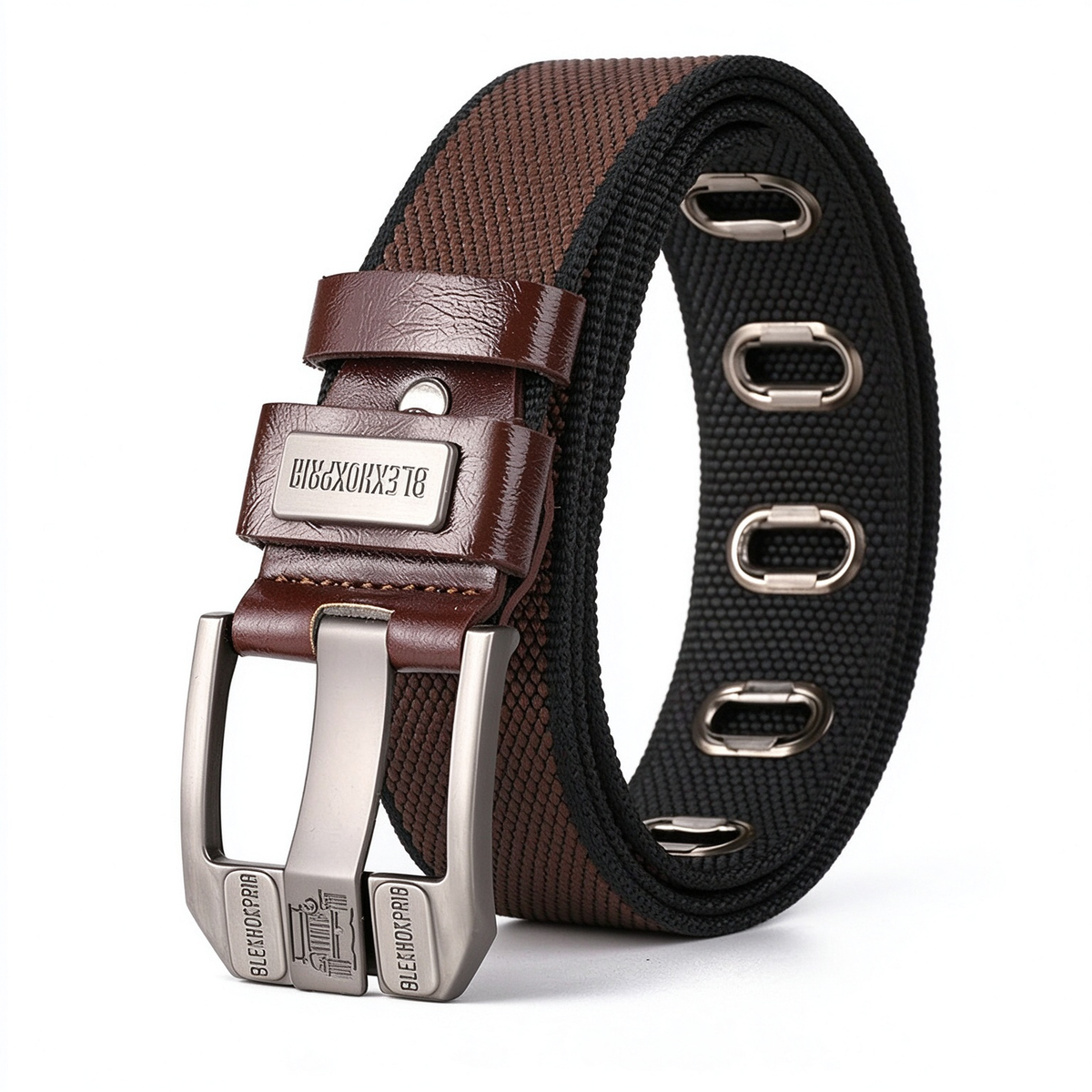 Elastic Braided Belt, Heavy-duty Alloy Square Buckle, Adjustable Belt