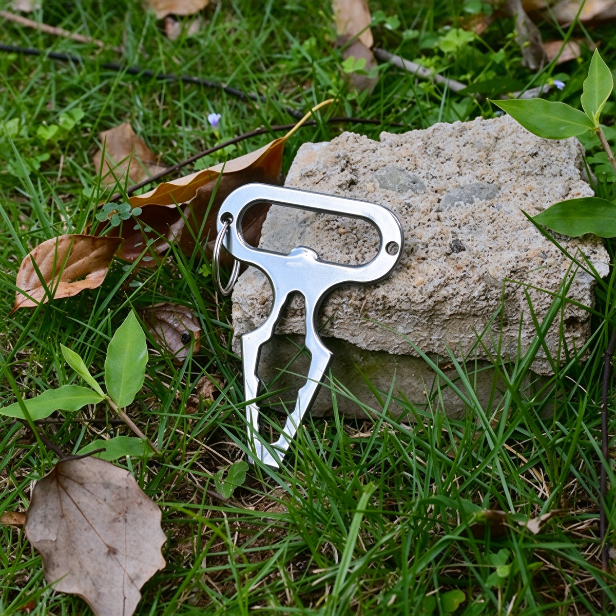 2 Pcs Multi-function Wrench, Stainless Steel, Self-nailing Multitool Keychain
