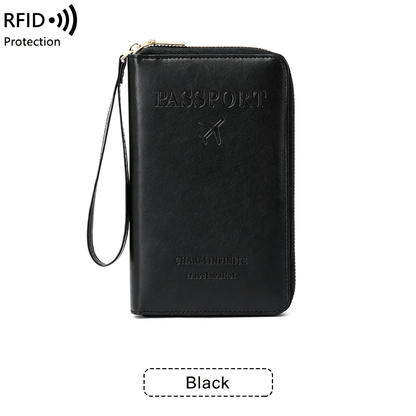 RFID Shield Multi-Functional Wallet-PU Leather Passport Holder