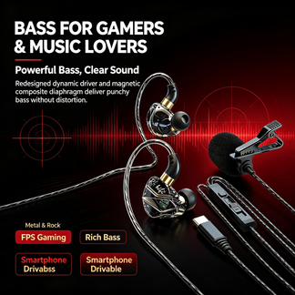 Pro Gaming Earbuds, Professional Iems HIFI Earbuds With External Lavalier Mic