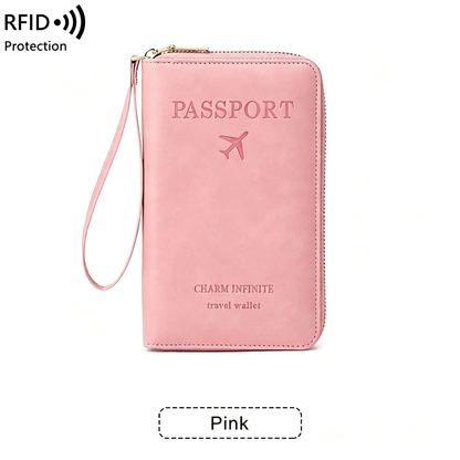 RFID Shield Multi-Functional Wallet-PU Leather Passport Holder