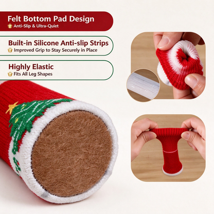 8Pcs Christmas Knit Chair Leg Floor Protectors, Anti-Scratch