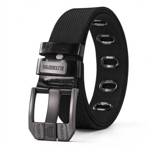 Elastic Braided Belt, Heavy-duty Alloy Square Buckle, Adjustable Belt