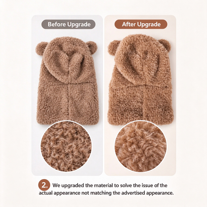 Kids Winter Bear Balaclava Hat, with Face Mask Thick Warm Hooded Cold Weather Hat