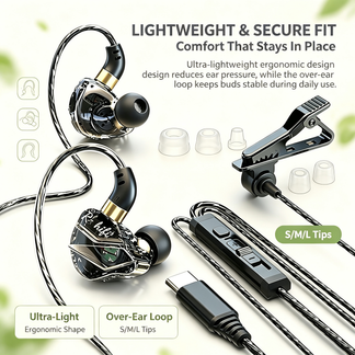 Pro Gaming Earbuds, Professional Iems HIFI Earbuds With External Lavalier Mic