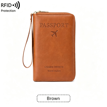 RFID Shield Multi-Functional Wallet-PU Leather Passport Holder