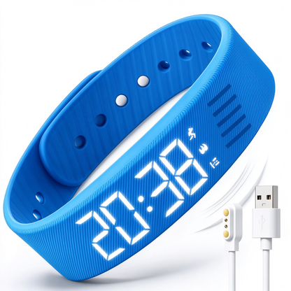 Smart Fitness Tracker with Silent Alarm Clock and Waterproof Strap