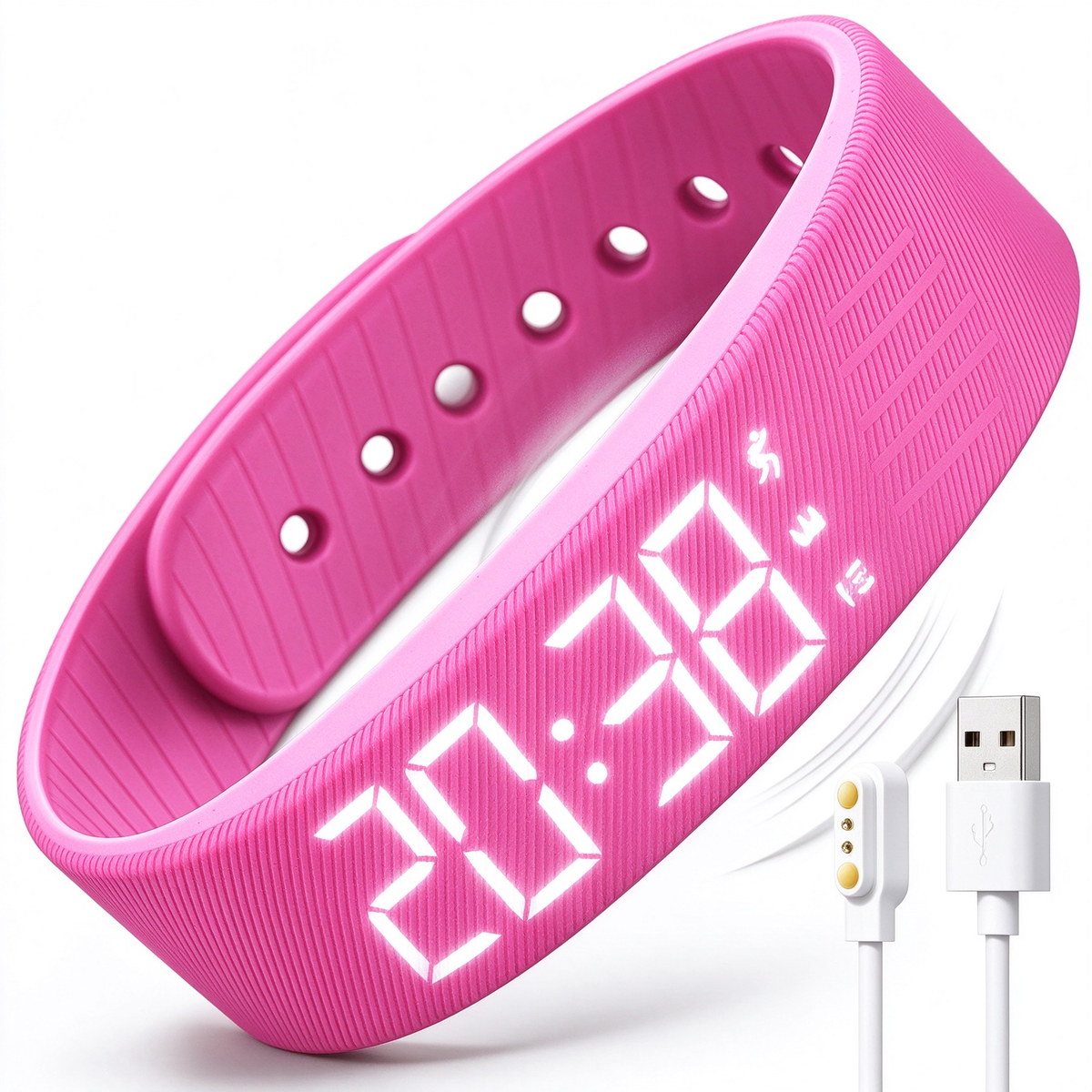 Smart Fitness Tracker with Silent Alarm Clock and Waterproof Strap