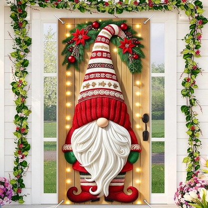 Santa & Reindeer Stretch Fabric Door Banner with Elastic Edges