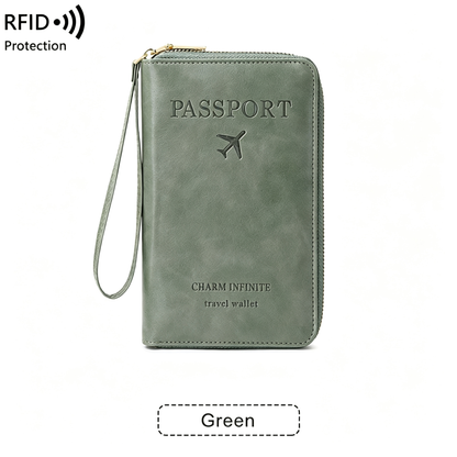 RFID Shield Multi-Functional Wallet-PU Leather Passport Holder