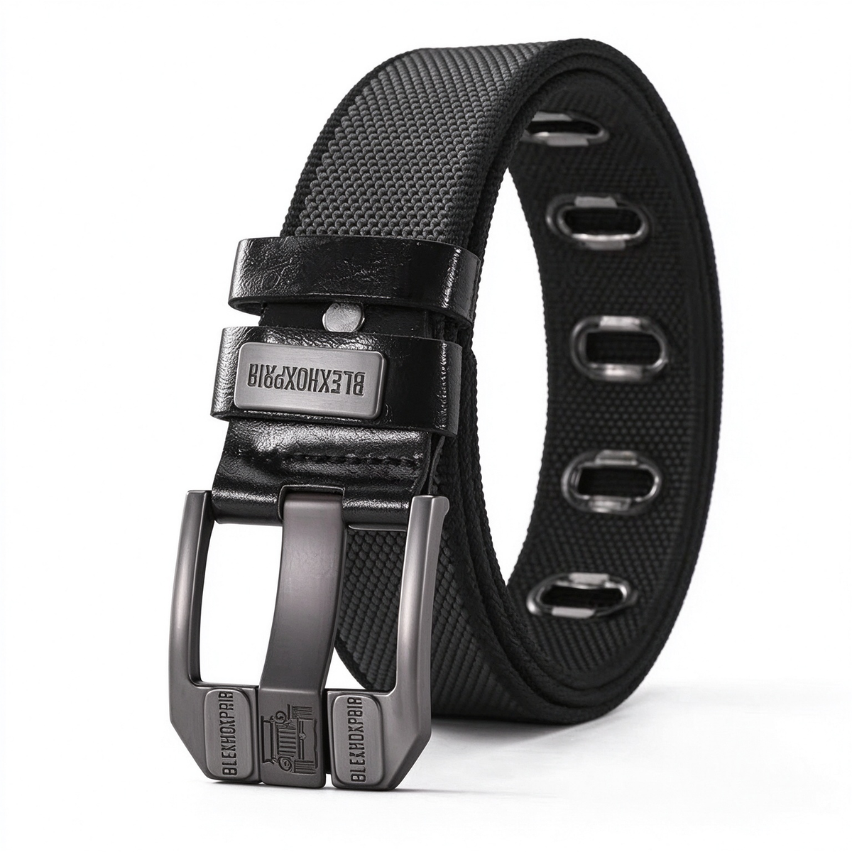 Elastic Braided Belt, Heavy-duty Alloy Square Buckle, Adjustable Belt