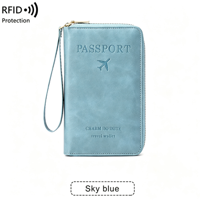 RFID Shield Multi-Functional Wallet-PU Leather Passport Holder