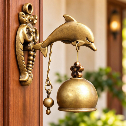 Vintage Hummingbird Doorbell, Wall-Mounted Antique Brass Metal Entry Bell