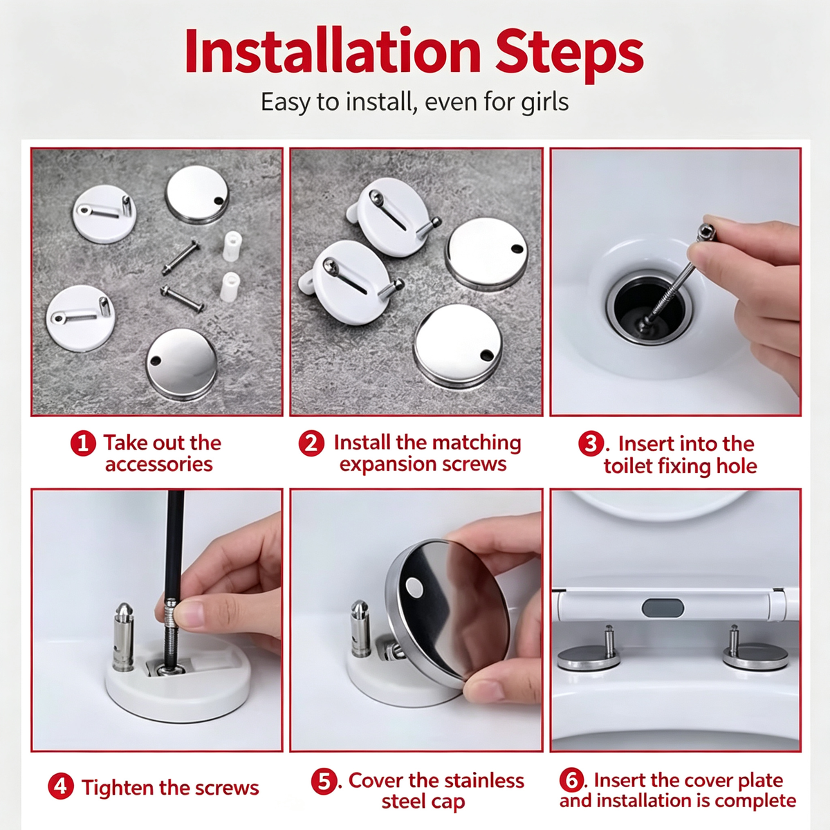 4 Pcs Sturdy Toilet Seat Hinge Fixing Nuts