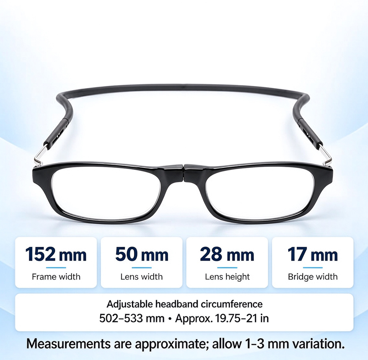 Snap Magnetic Bridge Front Connect Reading Glasses Blue Light Lens