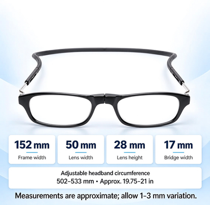 Snap Magnetic Bridge Front Connect Reading Glasses Blue Light Lens
