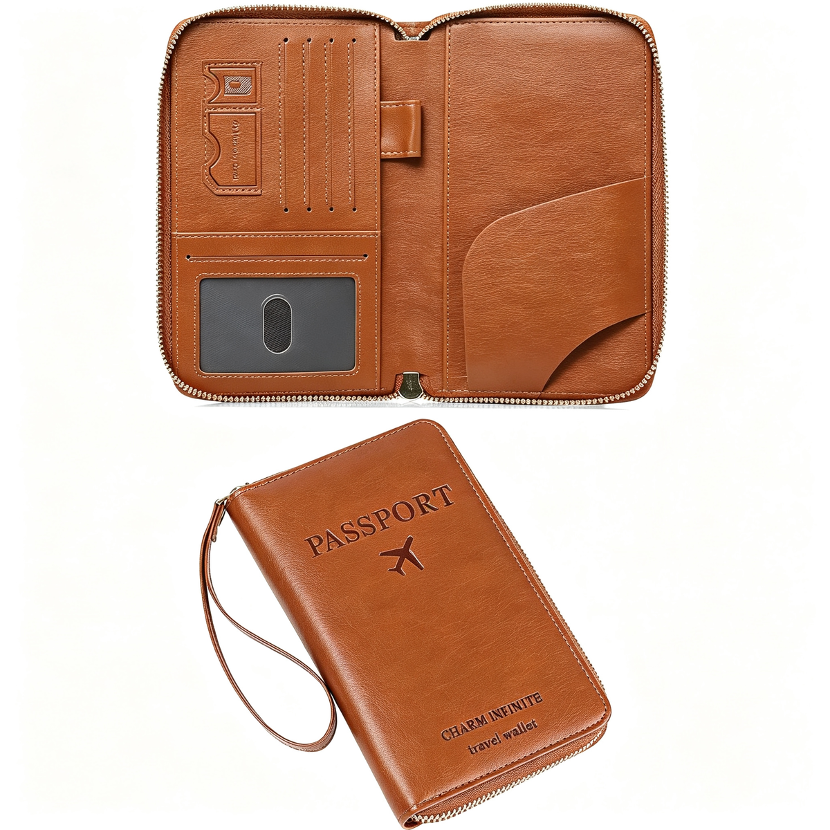 RFID Shield Multi-Functional Wallet-PU Leather Passport Holder