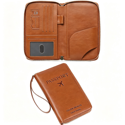 RFID Shield Multi-Functional Wallet-PU Leather Passport Holder