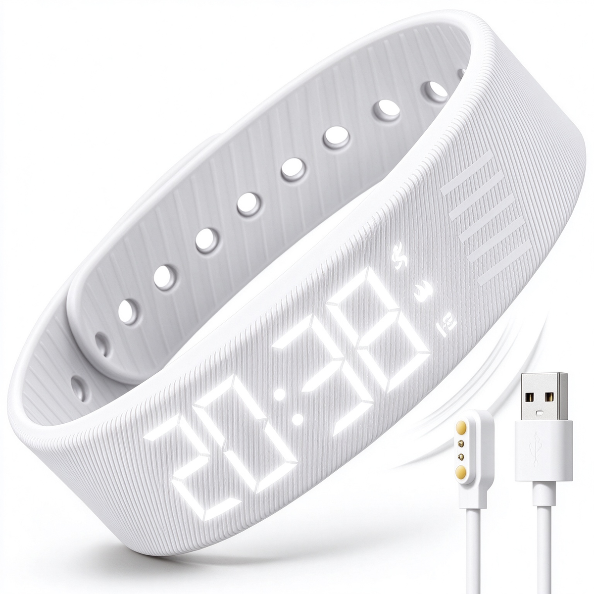 Smart Fitness Tracker with Silent Alarm Clock and Waterproof Strap