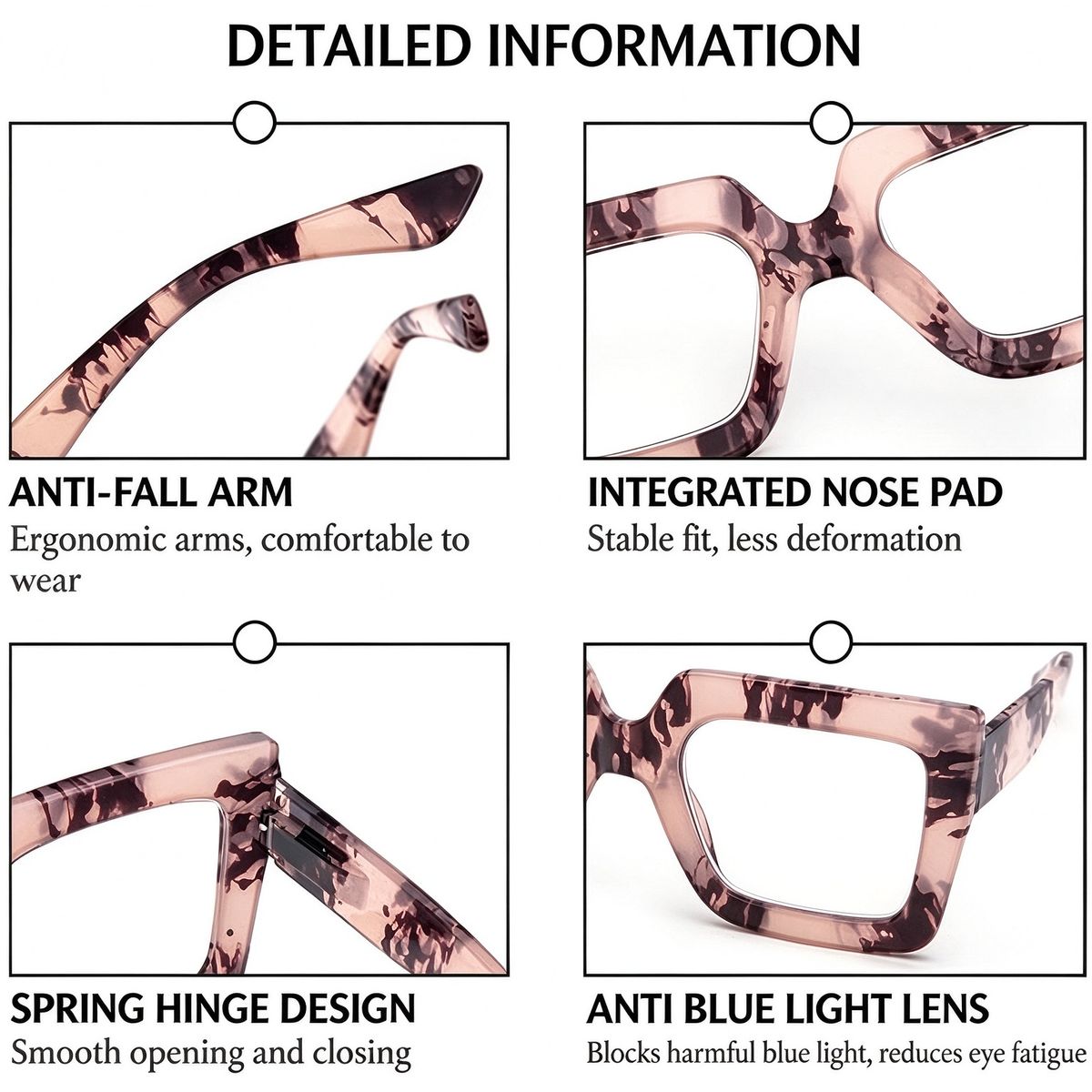 Oversized Square Reading Glasses - Anti-Blue Light Reading Glasses