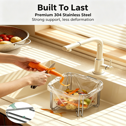 Foldable 304 Stainless Steel Trash Bag Holder