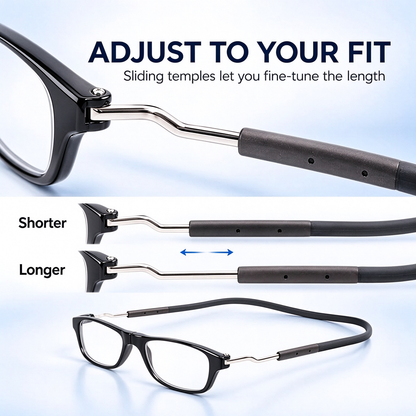 Snap Magnetic Bridge Front Connect Reading Glasses Blue Light Lens