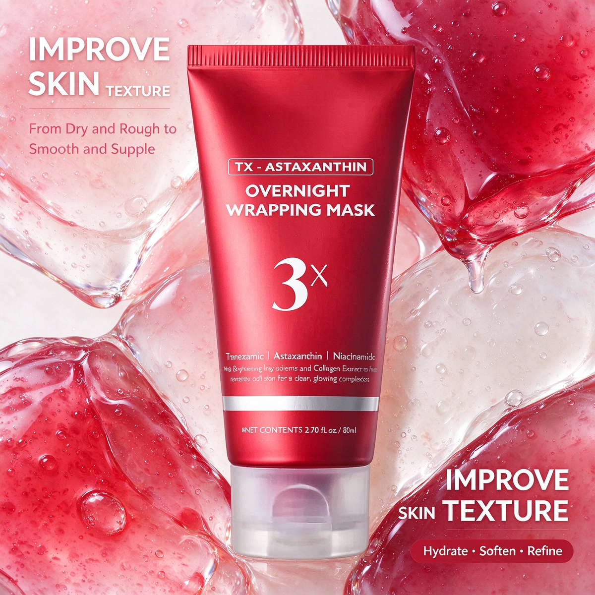 Astaxanthin Overnight Wrapping Peel-Off Mask with Brush, 80ml