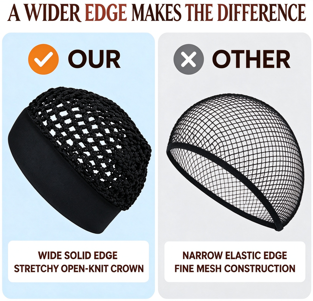 3-Pcs Stretchy Wide-Edge Sleeping Cap Set, Breathable Hair Bonnet