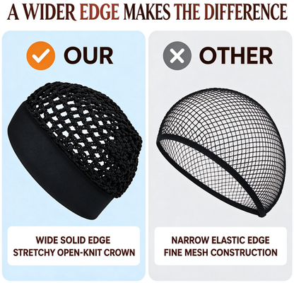 3-Pcs Stretchy Wide-Edge Sleeping Cap Set, Breathable Hair Bonnet