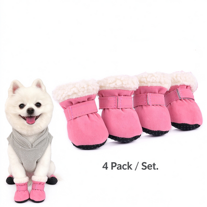 4Pcs Soft Dog Booties for Winter, Warm Non-Slip Paw Covers for Cold Weather