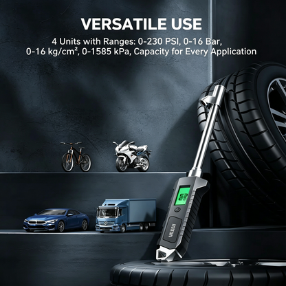 Digital Tire Pressure Gauge - 230 PSI Wide Range
