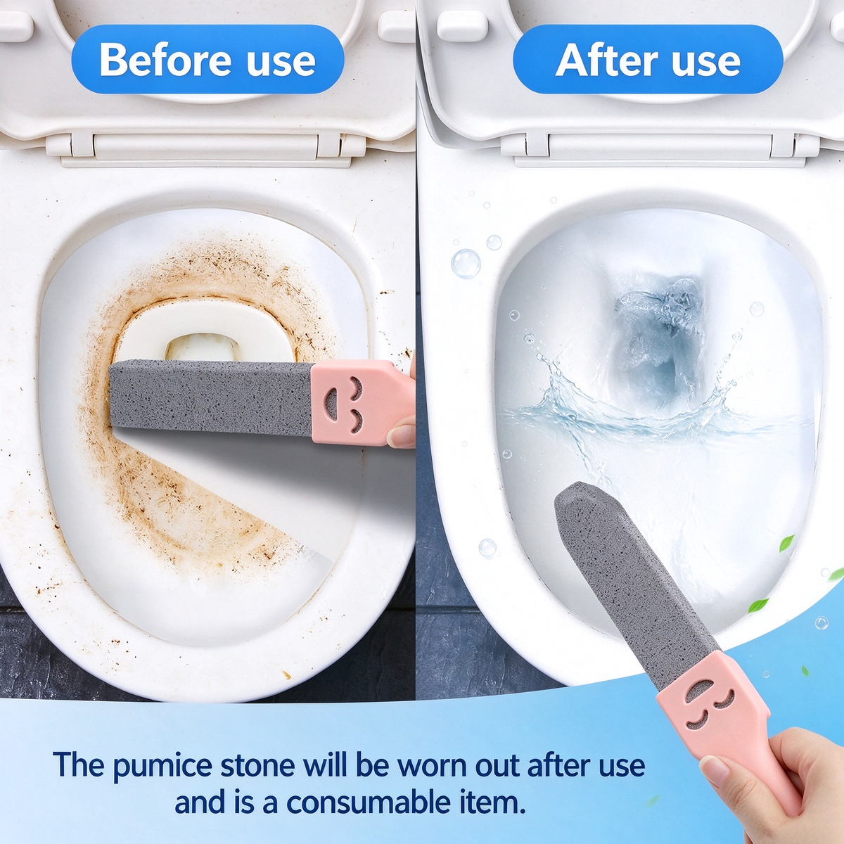 10Pack Pumice Stone Set for Toilet Cleaning ,Removing Limescale Stain