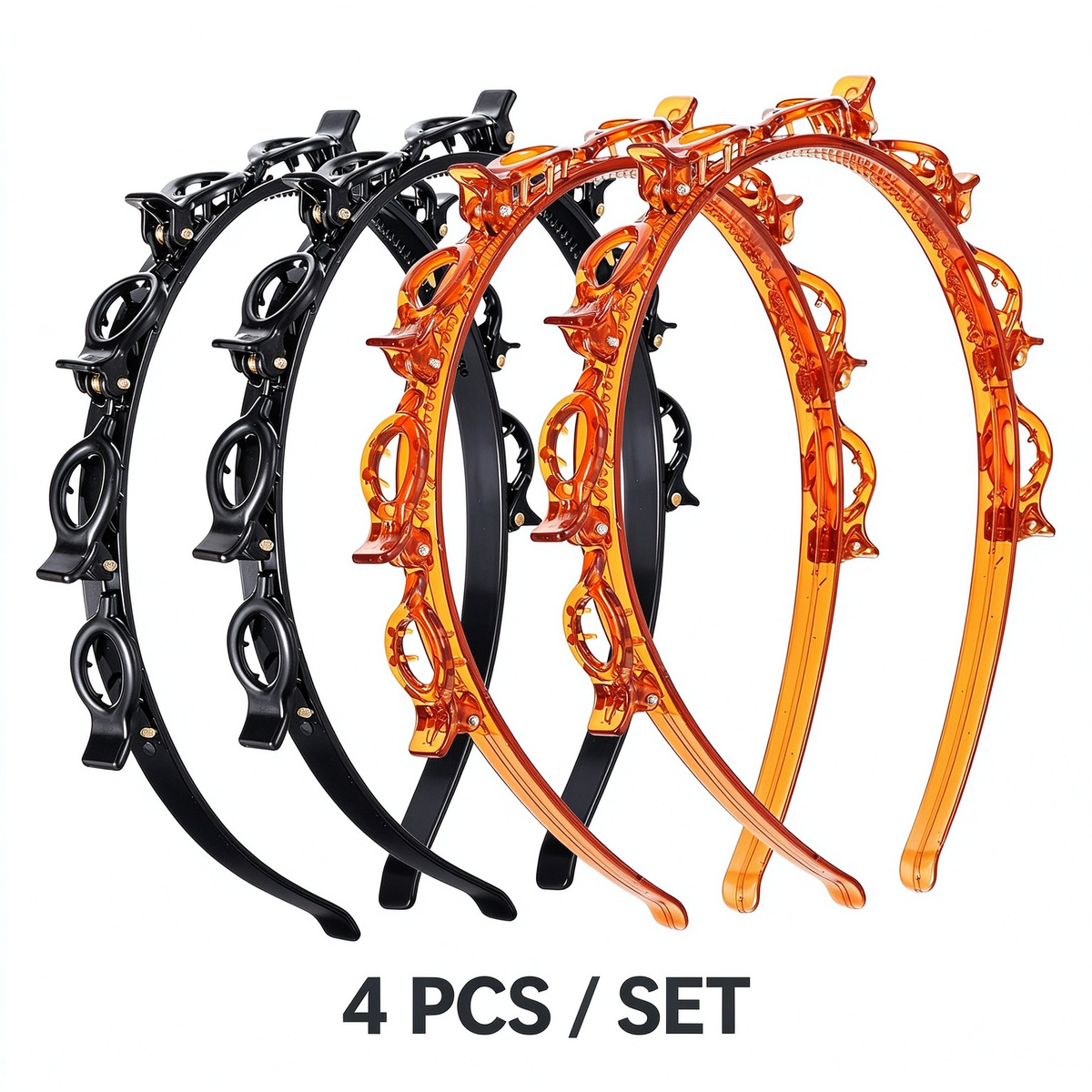 4 Pcs Headband with Clips, Professional Weave Bangs Hairstyle Hairpin Clip