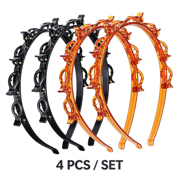 4 Pcs Headband with Clips, Professional Weave Bangs Hairstyle Hairpin Clip